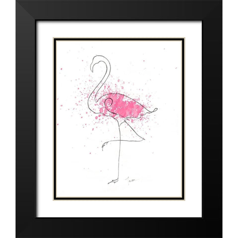 Flamingo Splash II Black Modern Wood Framed Art Print with Double Matting by Tava Studios