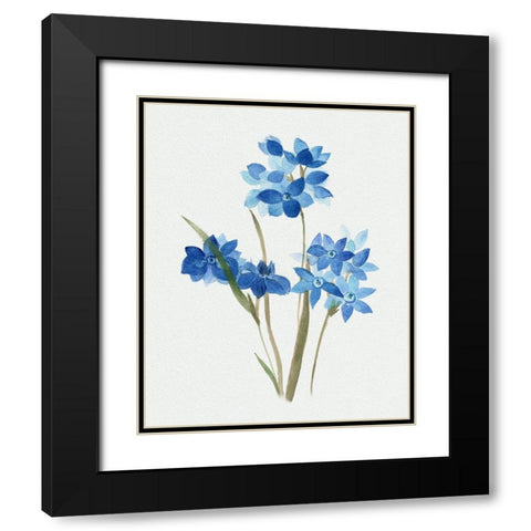Blue Blossom Botanical I Black Modern Wood Framed Art Print with Double Matting by Tava Studios
