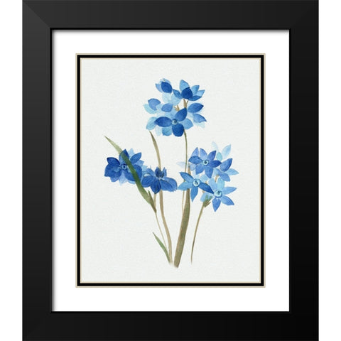 Blue Blossom Botanical I Black Modern Wood Framed Art Print with Double Matting by Tava Studios