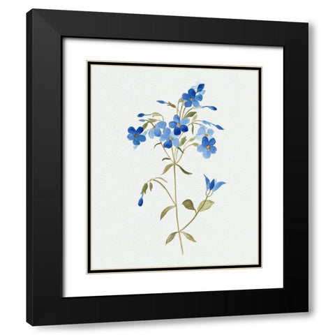 Blue Blossom Botanical II Black Modern Wood Framed Art Print with Double Matting by Tava Studios