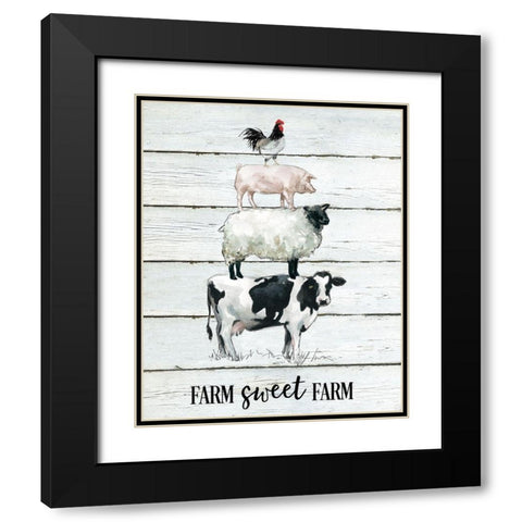 Farm Sweet Farm Black Modern Wood Framed Art Print with Double Matting by Robinson, Carol