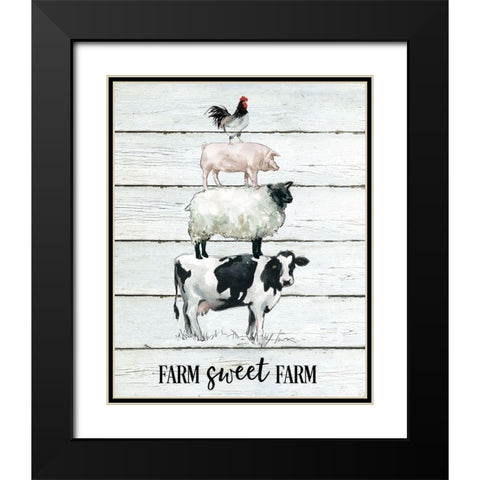 Farm Sweet Farm Black Modern Wood Framed Art Print with Double Matting by Robinson, Carol