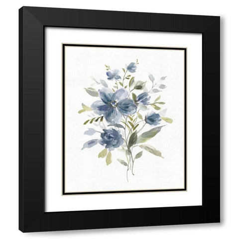 Linen Botanical Navy II Black Modern Wood Framed Art Print with Double Matting by Robinson, Carol