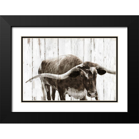 Longhorn Prize Black Modern Wood Framed Art Print with Double Matting by Downey, Mike