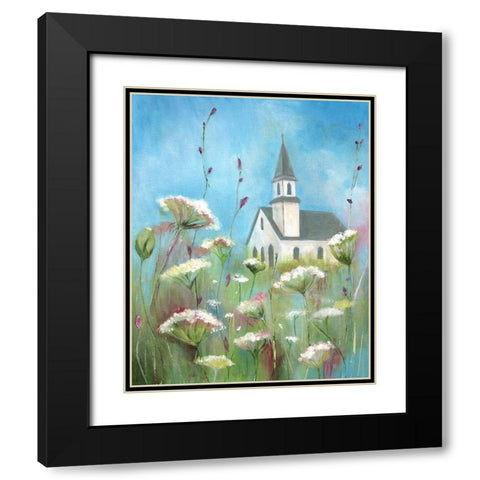 Country Church II Black Modern Wood Framed Art Print with Double Matting by Tava Studios