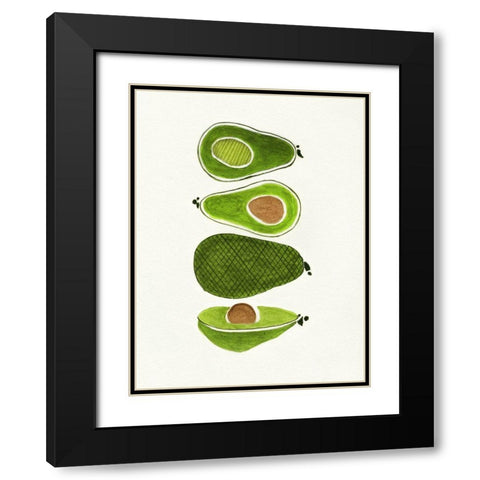 Avocados Black Modern Wood Framed Art Print with Double Matting by Tava Studios