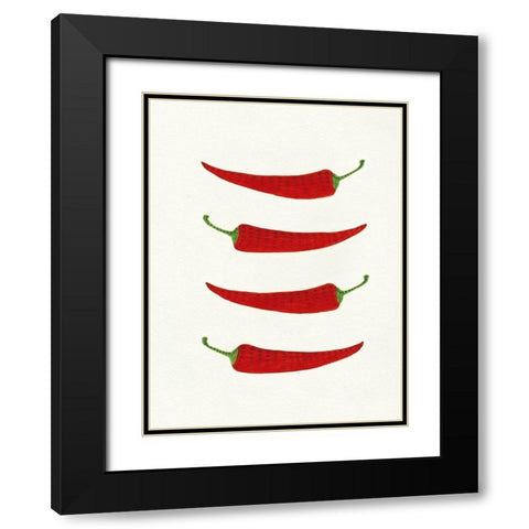 Hot Peppers Black Modern Wood Framed Art Print with Double Matting by Tava Studios