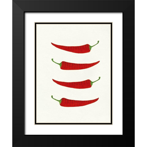 Hot Peppers Black Modern Wood Framed Art Print with Double Matting by Tava Studios