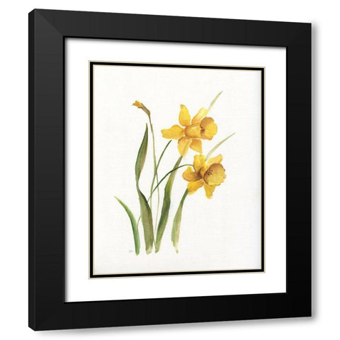 Ochre Botanical I Black Modern Wood Framed Art Print with Double Matting by Nan