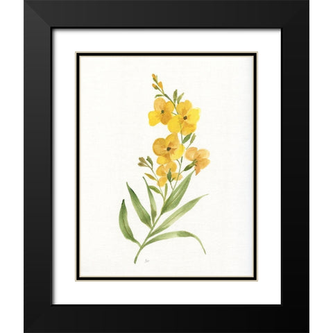 Ochre Botanical II Black Modern Wood Framed Art Print with Double Matting by Nan