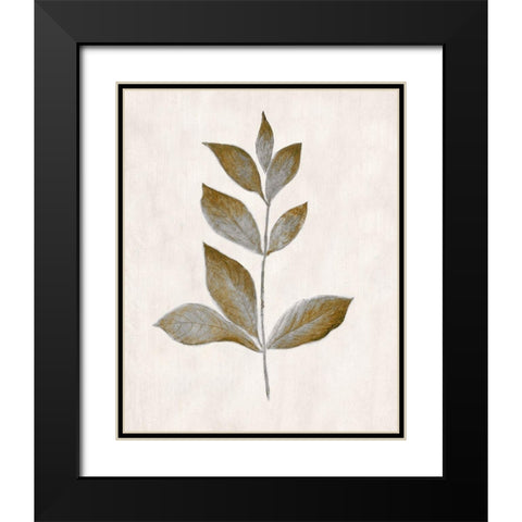Bronze Leaf I Black Modern Wood Framed Art Print with Double Matting by Tava Studios