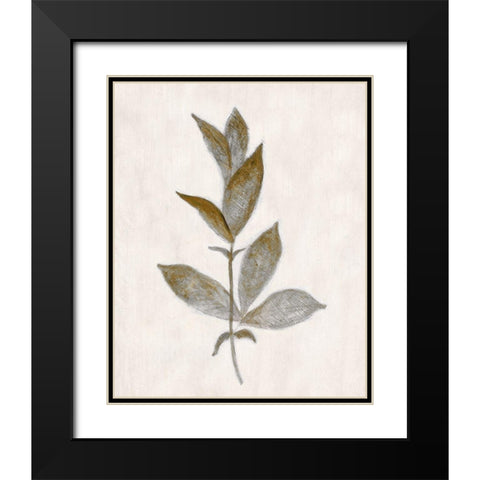 Bronze Leaf II Black Modern Wood Framed Art Print with Double Matting by Tava Studios