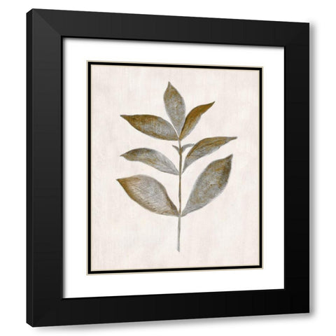 Bronze Leaf III Black Modern Wood Framed Art Print with Double Matting by Tava Studios