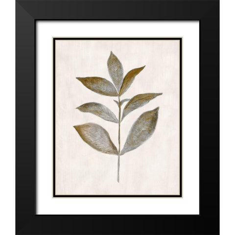 Bronze Leaf III Black Modern Wood Framed Art Print with Double Matting by Tava Studios