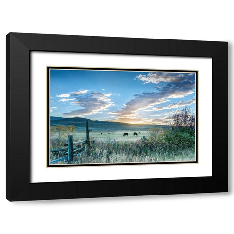 Ranch Sunrise Black Modern Wood Framed Art Print with Double Matting by Delimont, Danita