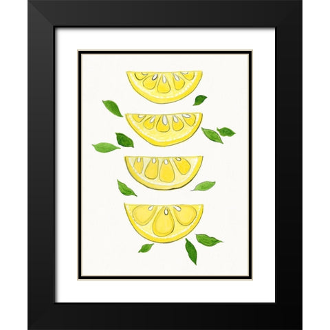 Lemon Slices Black Modern Wood Framed Art Print with Double Matting by Tava Studios