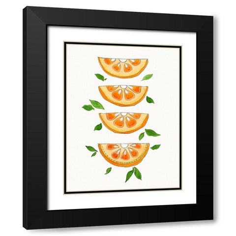 Orange Slices Black Modern Wood Framed Art Print with Double Matting by Tava Studios