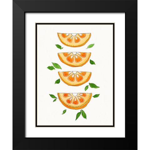 Orange Slices Black Modern Wood Framed Art Print with Double Matting by Tava Studios
