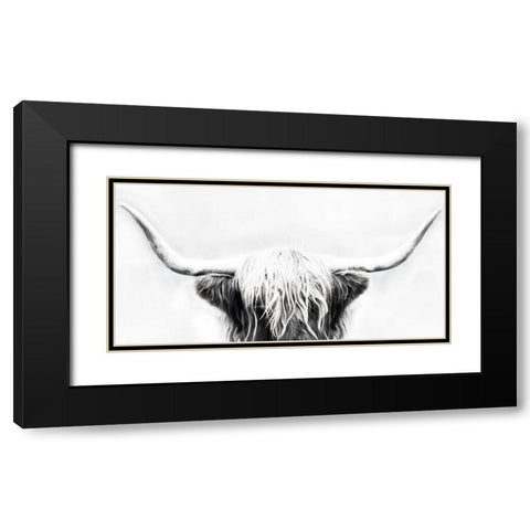 Longhorn Black Modern Wood Framed Art Print with Double Matting by Edmonds, Cora