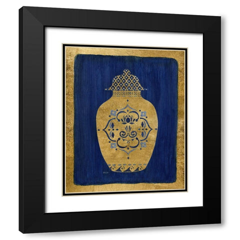Sapphire and Gold Urn I Black Modern Wood Framed Art Print with Double Matting by Tava Studios