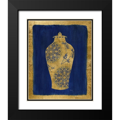 Sapphire and Gold Urn II Black Modern Wood Framed Art Print with Double Matting by Tava Studios