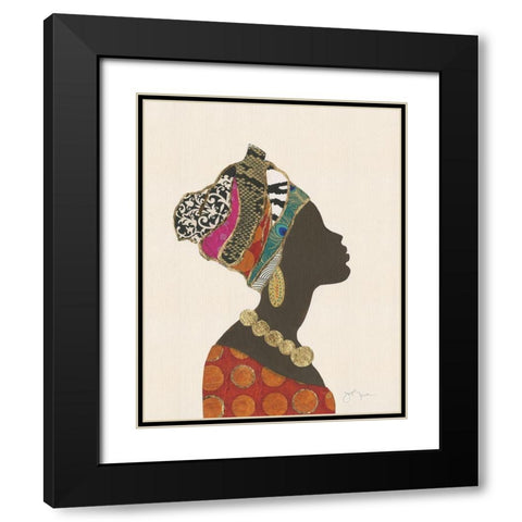 African Silhouette Woman I Black Modern Wood Framed Art Print with Double Matting by Tava Studios