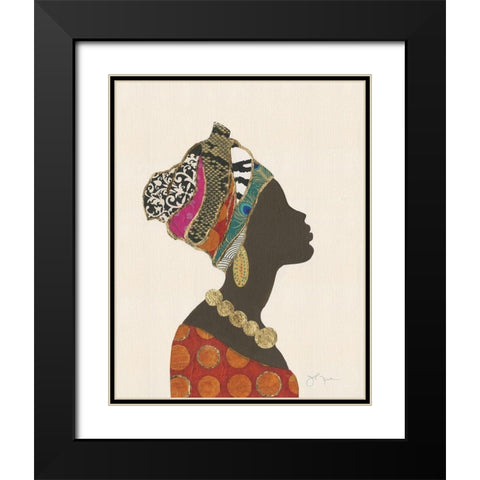 African Silhouette Woman I Black Modern Wood Framed Art Print with Double Matting by Tava Studios