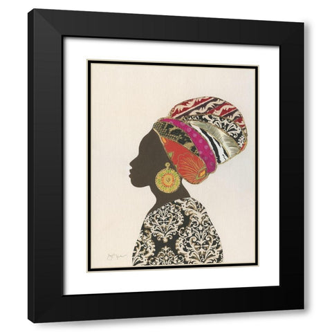 African Silhouette Woman II Black Modern Wood Framed Art Print with Double Matting by Tava Studios
