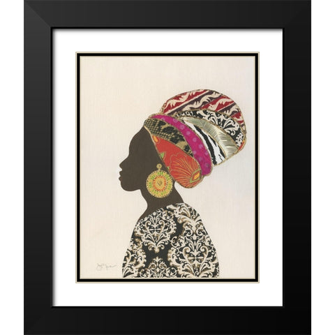 African Silhouette Woman II Black Modern Wood Framed Art Print with Double Matting by Tava Studios