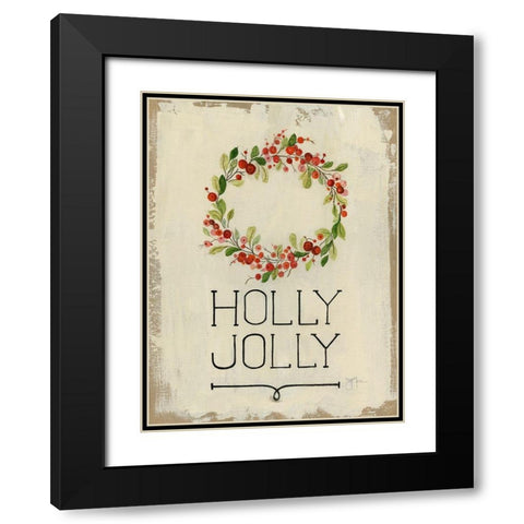 Holly Jolly Black Modern Wood Framed Art Print with Double Matting by Tava Studios