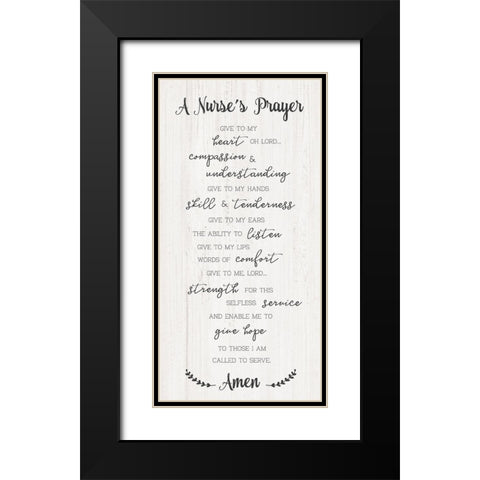 Nurses Prayer Black Modern Wood Framed Art Print with Double Matting by CAD Designs