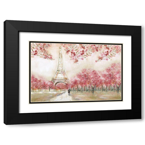 Spring In Paris Black Modern Wood Framed Art Print with Double Matting by Tava Studios
