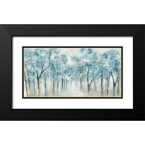 Spring Blue Black Modern Wood Framed Art Print with Double Matting by Tava Studios