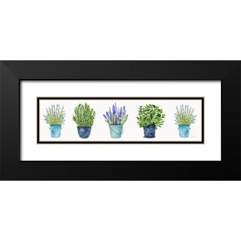 Herbs In A Row Black Modern Wood Framed Art Print with Double Matting by Tava Studios