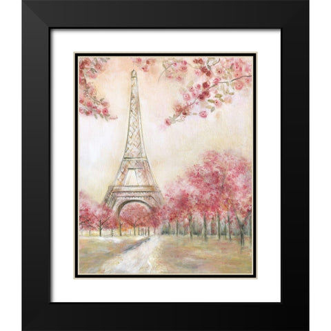 Paris Spring Black Modern Wood Framed Art Print with Double Matting by Tava Studios