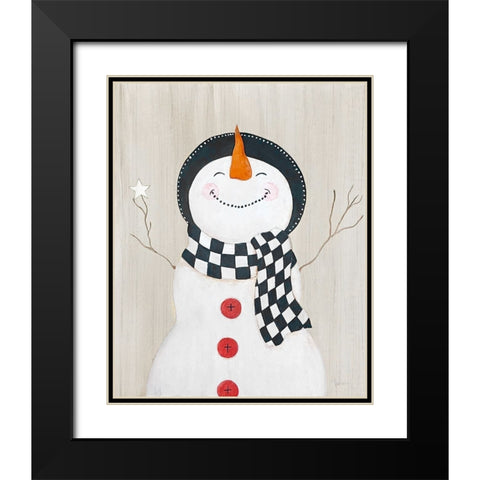 Festive Snowman II Black Modern Wood Framed Art Print with Double Matting by Tava Studios