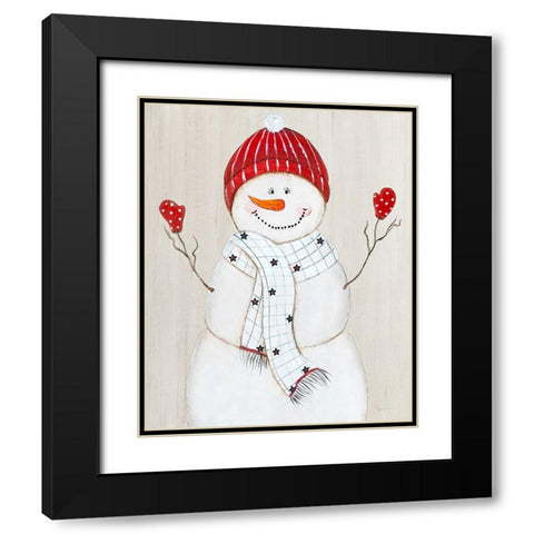 Festive Snowman III Black Modern Wood Framed Art Print with Double Matting by Tava Studios
