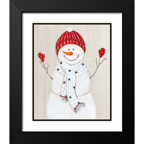 Festive Snowman III Black Modern Wood Framed Art Print with Double Matting by Tava Studios