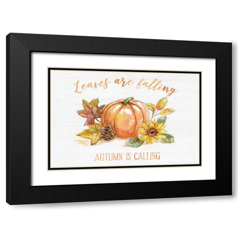 Autumn Blessings Black Modern Wood Framed Art Print with Double Matting by Nan