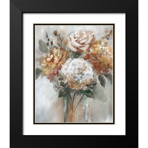 Autumn Gold Black Modern Wood Framed Art Print with Double Matting by Nan
