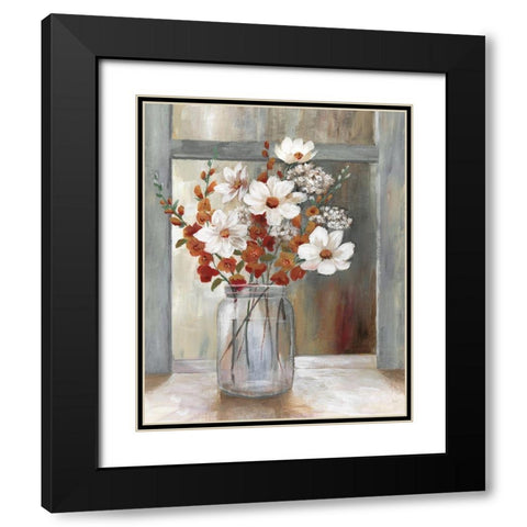 Autumn Spray Black Modern Wood Framed Art Print with Double Matting by Nan