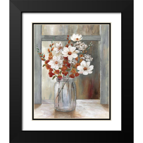Autumn Spray Black Modern Wood Framed Art Print with Double Matting by Nan