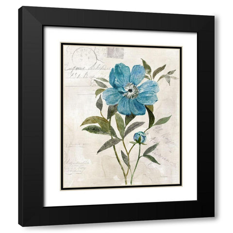 Linen Peony Black Modern Wood Framed Art Print with Double Matting by Robinson, Carol