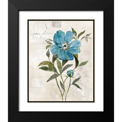 Linen Peony Black Modern Wood Framed Art Print with Double Matting by Robinson, Carol