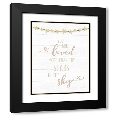 Loved More Than the Stars Black Modern Wood Framed Art Print with Double Matting by CAD Designs