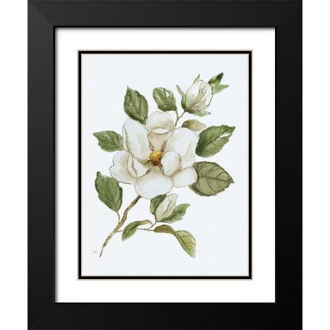 Magnolia Morning I Black Modern Wood Framed Art Print with Double Matting by Nan