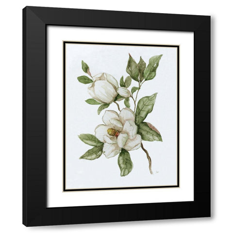 Magnolia Morning II Black Modern Wood Framed Art Print with Double Matting by Nan