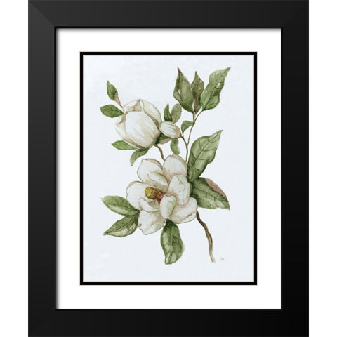 Magnolia Morning II Black Modern Wood Framed Art Print with Double Matting by Nan