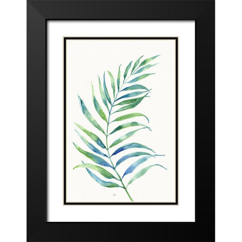 Aqua Frond I Black Modern Wood Framed Art Print with Double Matting by Nan