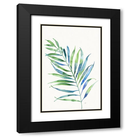Aqua Fond II Black Modern Wood Framed Art Print with Double Matting by Nan
